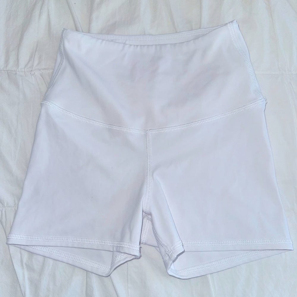 High-Waist White Bike Shorts